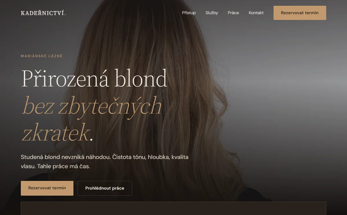 Návrh webu pro dámské kadeřnictví v Mariánských Lázních