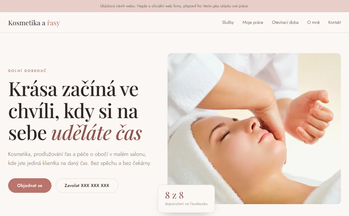Návrh webu pro kosmetický salon v Dolní Dobrouči